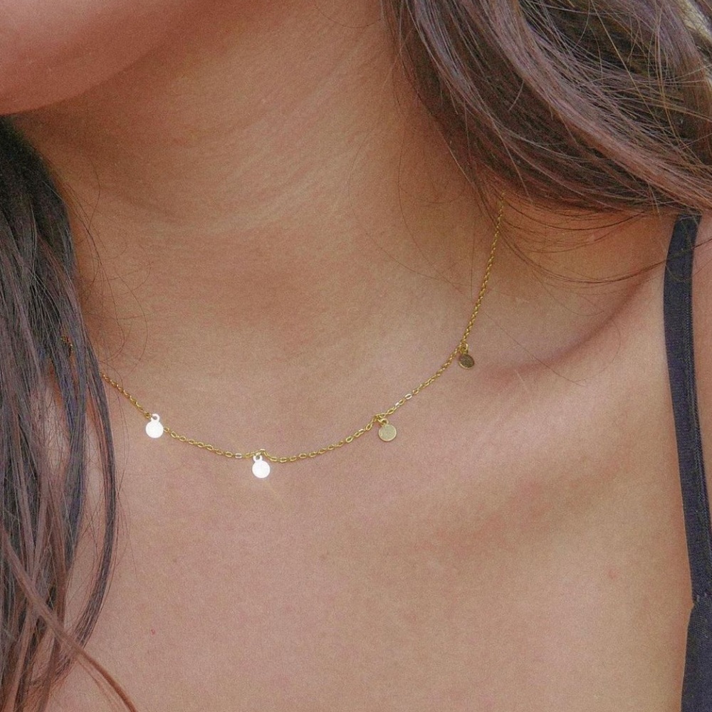 Gold Dainty Coin Dangle Necklace